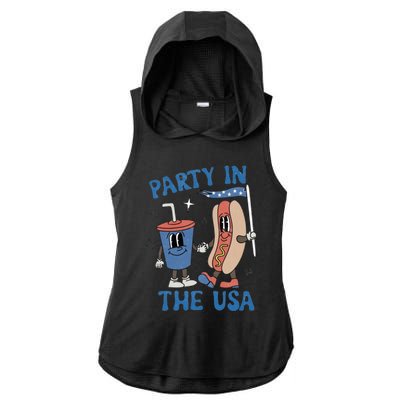 Party In The Usa Ladies PosiCharge Tri-Blend Wicking Draft Hoodie Tank