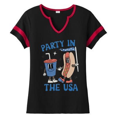 Party In The Usa Ladies Halftime Notch Neck Tee