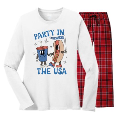 Party In The Usa Women's Long Sleeve Flannel Pajama Set 