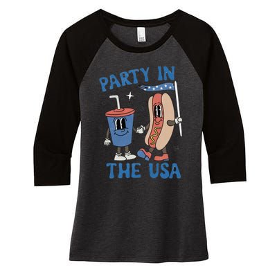 Party In The Usa Women's Tri-Blend 3/4-Sleeve Raglan Shirt