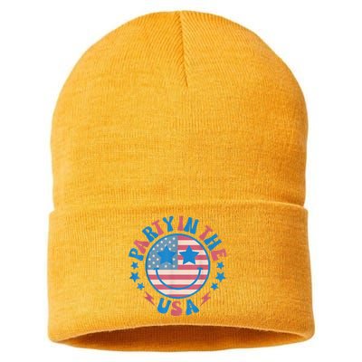 Party In The Usa 4th Of July Preppy Smile Sustainable Knit Beanie