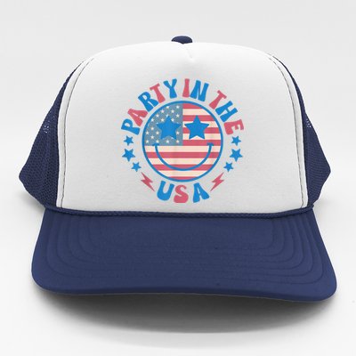 Party In The Usa 4th Of July Preppy Smile Trucker Hat