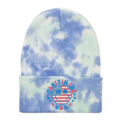 Party In The Usa 4th Of July Preppy Smile Tie Dye 12in Knit Beanie