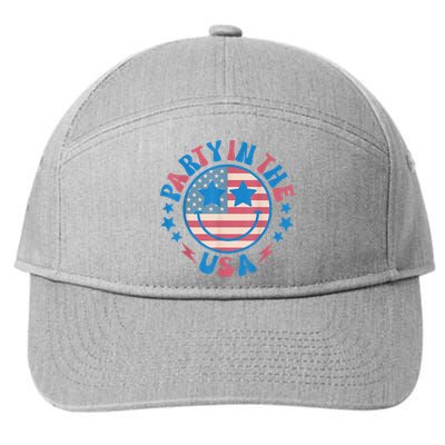 Party In The Usa 4th Of July Preppy Smile 7-Panel Snapback Hat