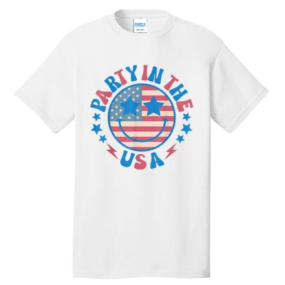 Party In The Usa 4th Of July Preppy Smile Tall T-Shirt