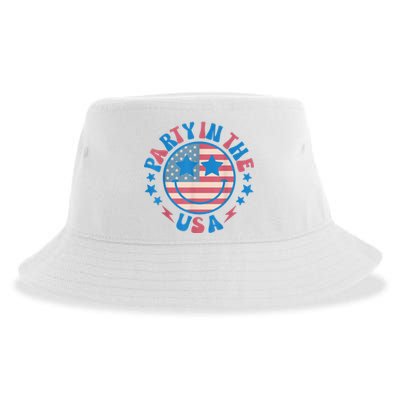 Party In The Usa 4th Of July Preppy Smile Sustainable Bucket Hat