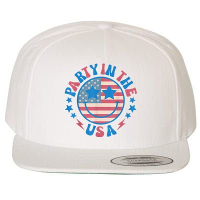 Party In The Usa 4th Of July Preppy Smile Wool Snapback Cap