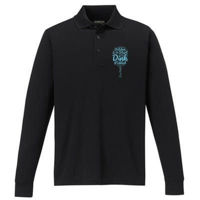 Pickleball improves the phrases of the memory drink player Performance Long Sleeve Polo