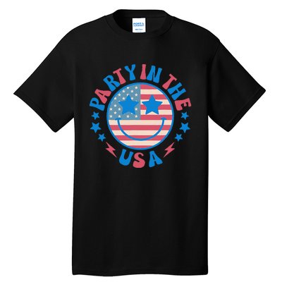 Party In The Usa 4th Of July Preppy Smile Tall T-Shirt