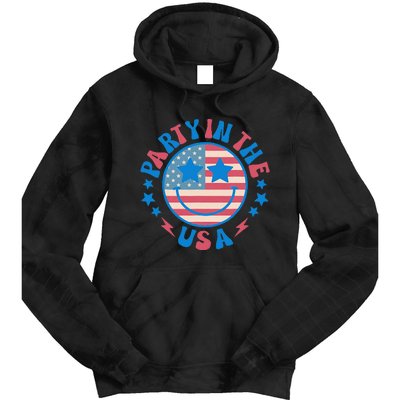 Party In The Usa 4th Of July Preppy Smile Tie Dye Hoodie