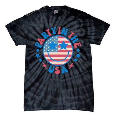 Party In The Usa 4th Of July Preppy Smile Tie-Dye T-Shirt