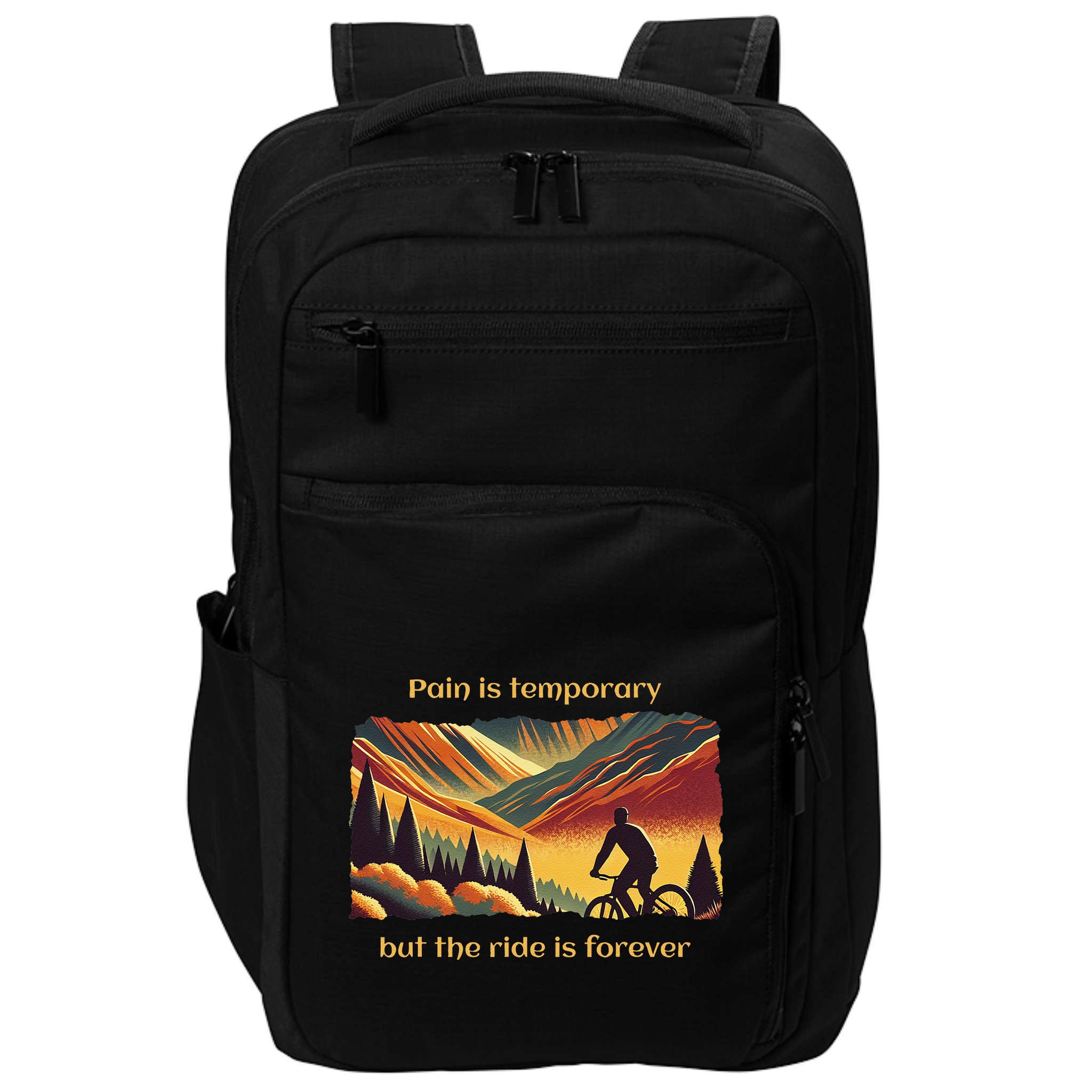 Pain Is Temporary Bikelife Cyclist Biker Mtb .Png Impact Tech Backpack