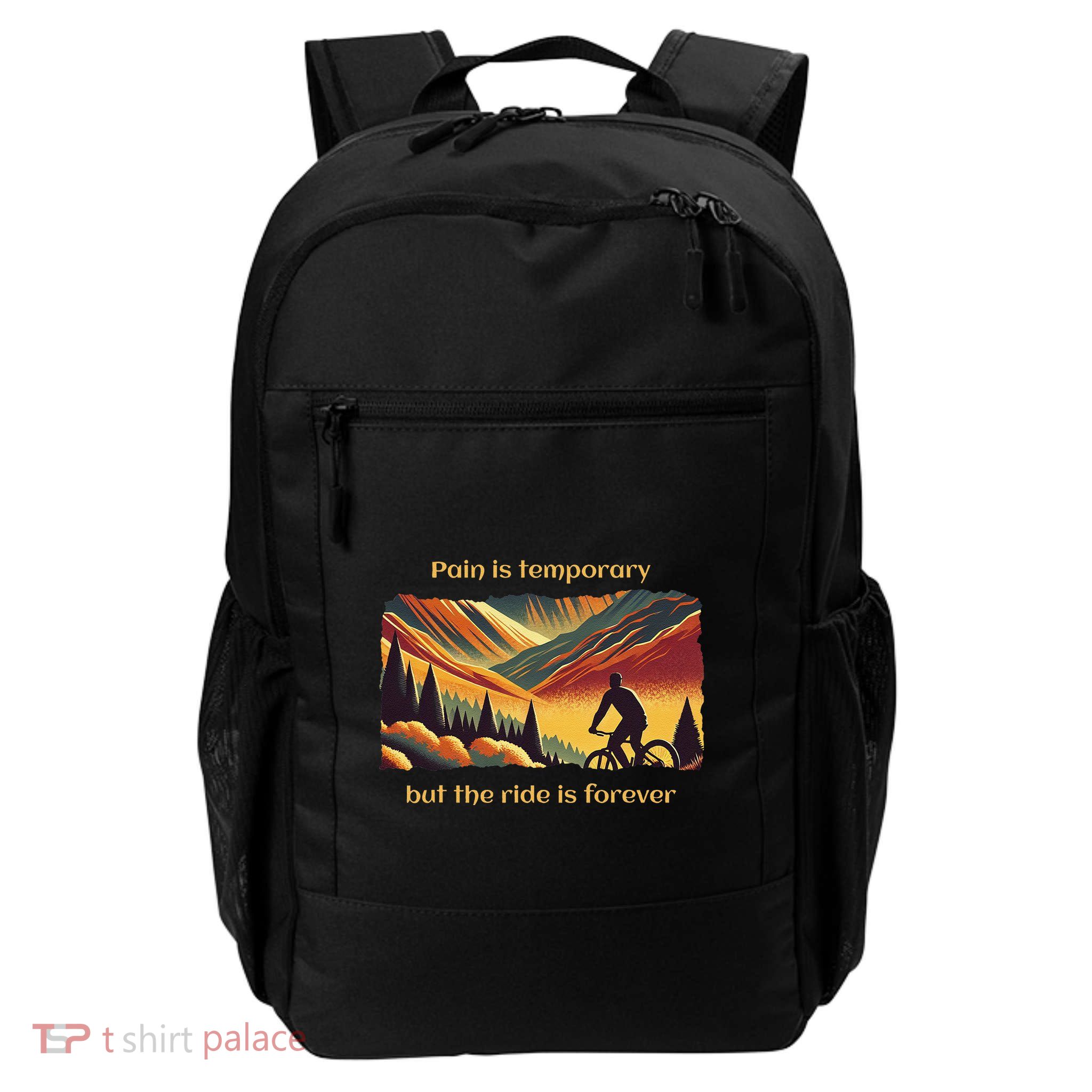 Pain Is Temporary Bikelife Cyclist Biker Mtb .Png Daily Commute Backpack