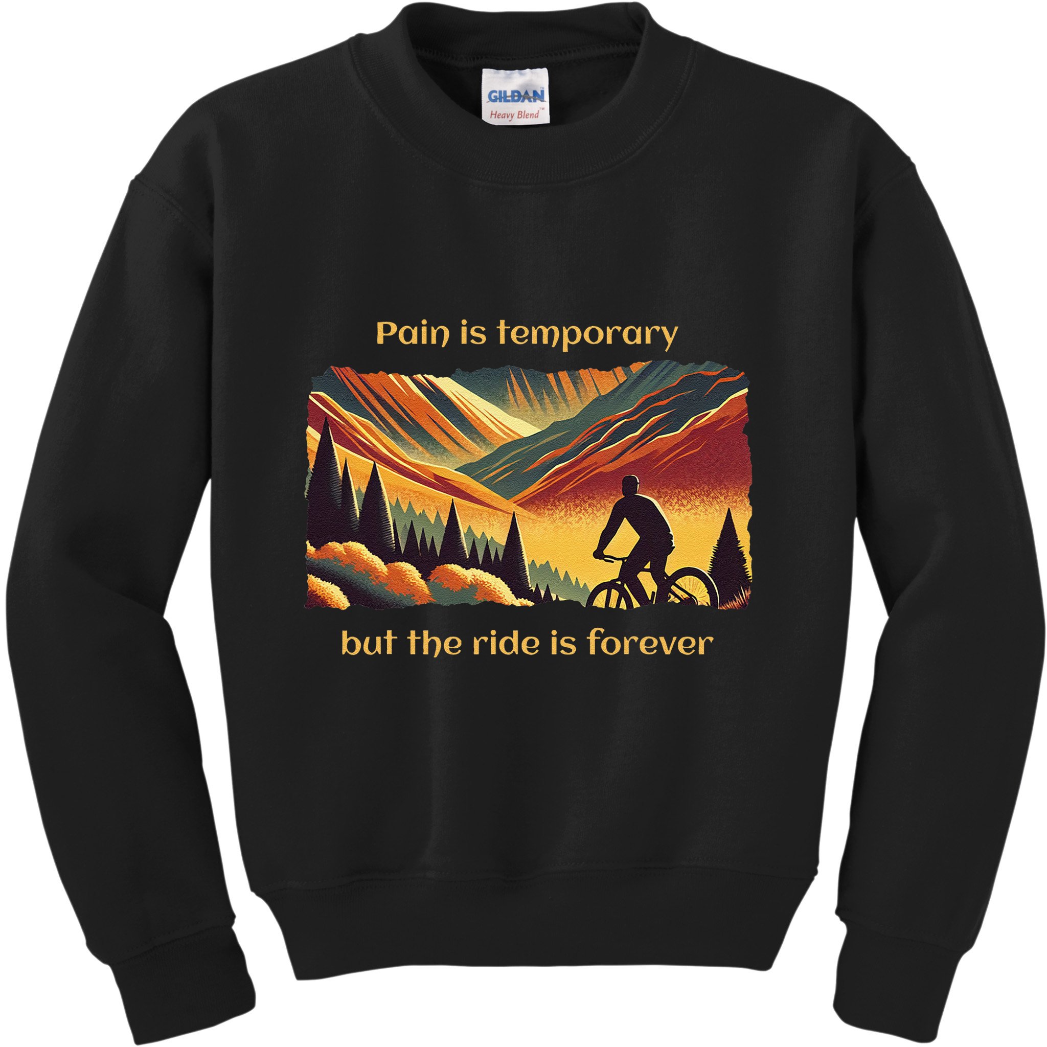 Pain Is Temporary Bikelife Cyclist Biker Mtb .Png Kids Sweatshirt
