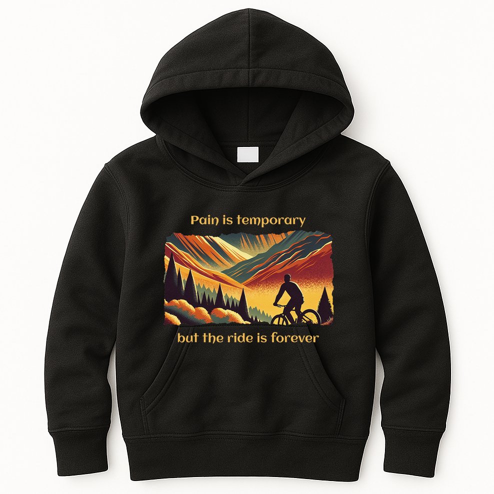 Pain Is Temporary Bikelife Cyclist Biker Mtb .Png Kids Hoodie