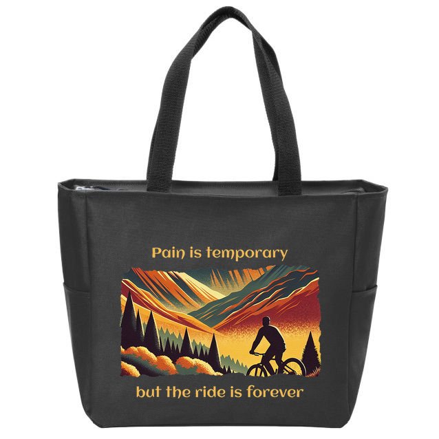 Pain Is Temporary Bikelife Cyclist Biker Mtb .Png Zip Tote Bag