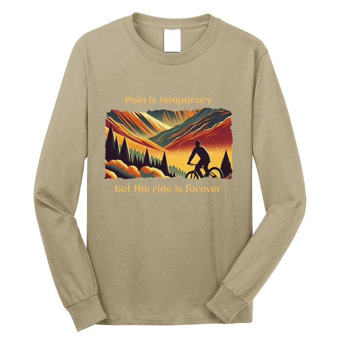 Pain Is Temporary Bikelife Cyclist Biker Mtb .Png Long Sleeve Shirt