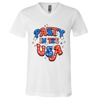 Party In The USA 4th Of July Independence Day USA Vintage V-Neck T-Shirt