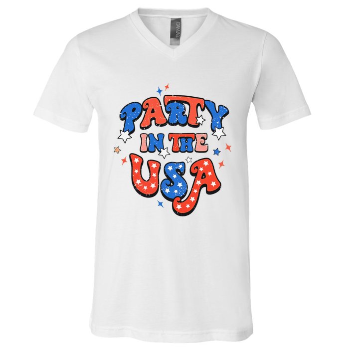 Party In The USA 4th Of July Independence Day USA Vintage V-Neck T-Shirt