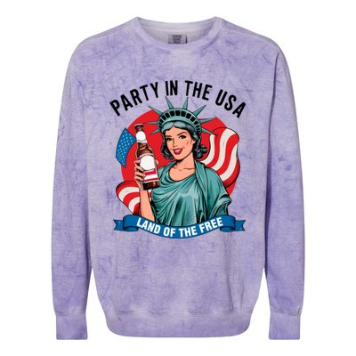 Party In The Usa Land Of The Free 4th Of July Colorblast Crewneck Sweatshirt