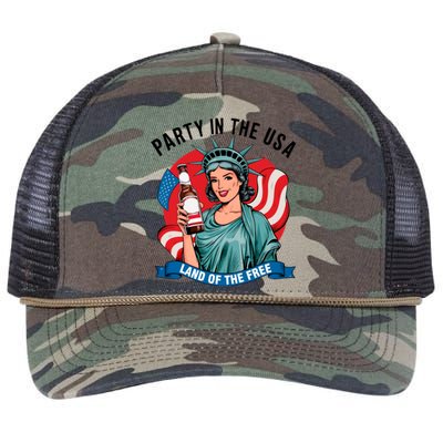 Party In The Usa Land Of The Free 4th Of July Retro Rope Trucker Hat Cap