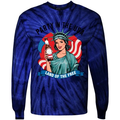 Party In The Usa Land Of The Free 4th Of July Tie-Dye Long Sleeve Shirt