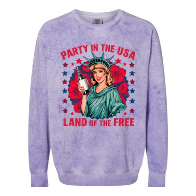 Party In The Usa Land Of The Free Colorblast Crewneck Sweatshirt