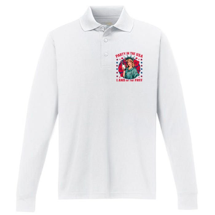 Party In The Usa Land Of The Free Performance Long Sleeve Polo