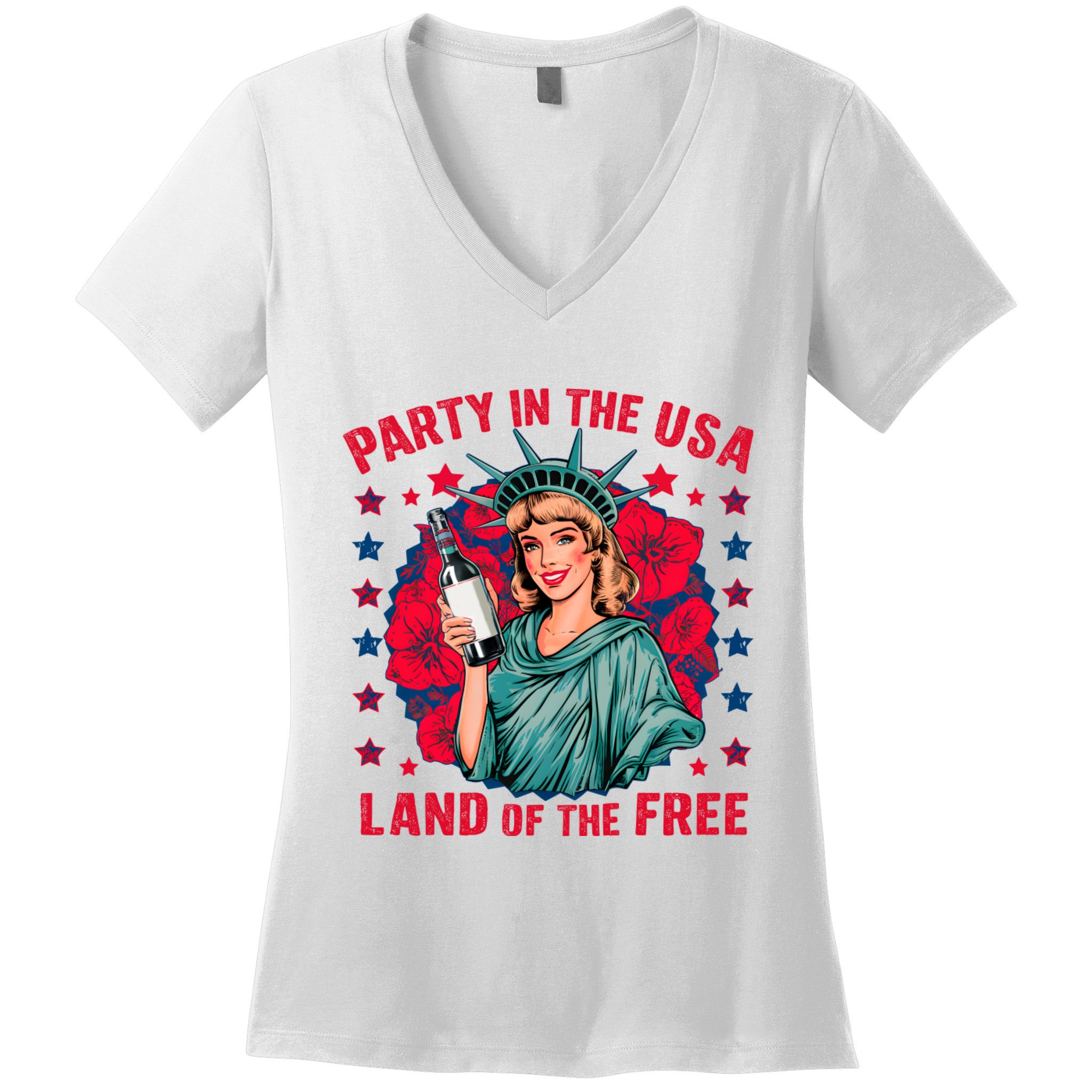 Party In The Usa Land Of The Free Women's V-Neck T-Shirt