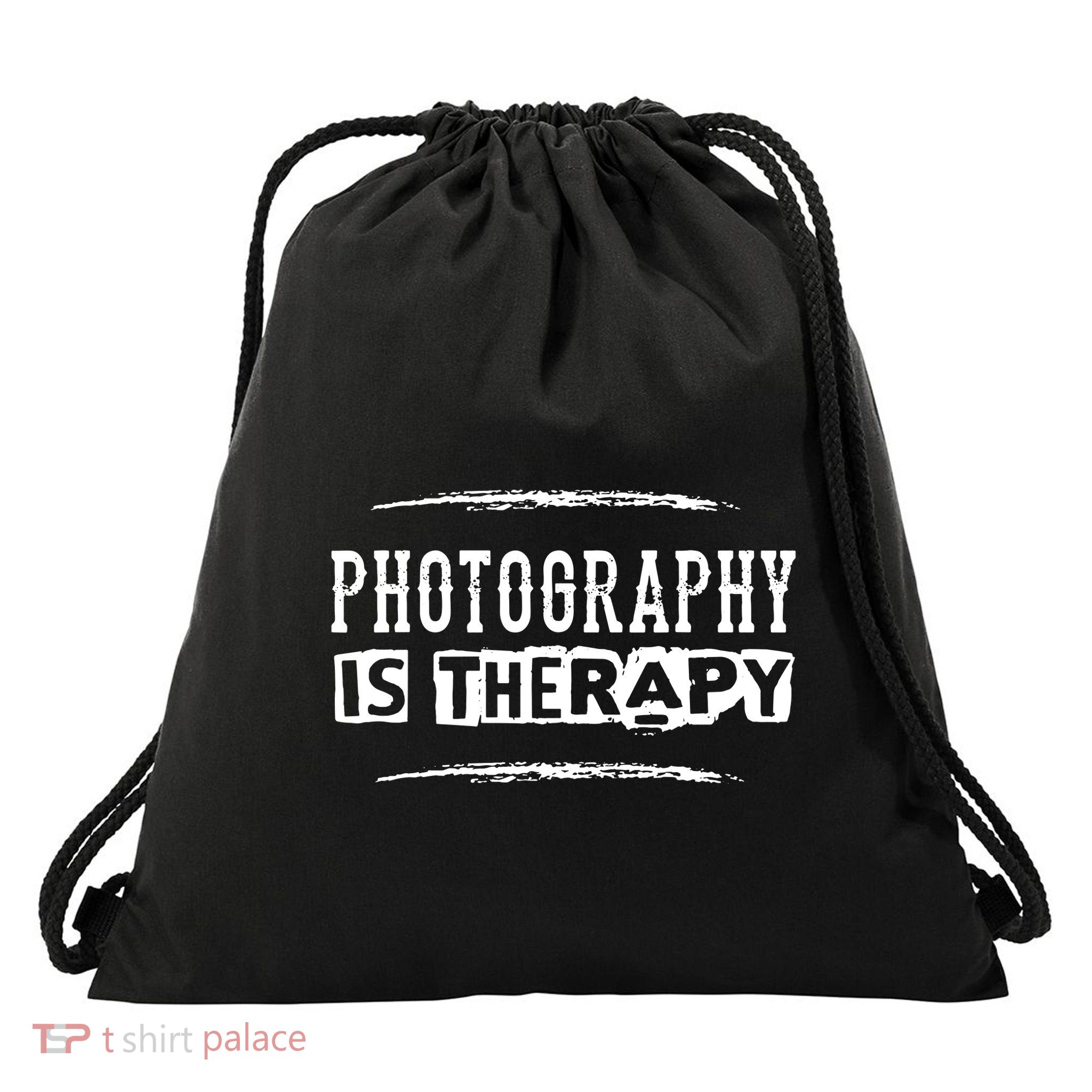 Photography Is Therapy Drawstring Bag