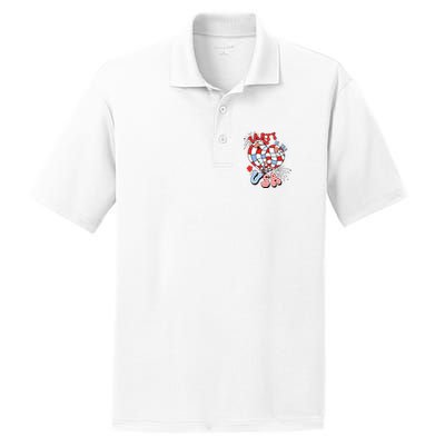 Party In The Usa 4th Of July America Independence Girl Women PosiCharge RacerMesh Polo