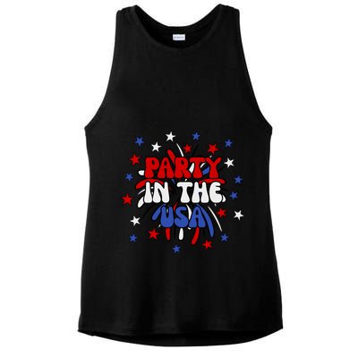 Party In The Usa Festive 4th Of July Celebration Ladies PosiCharge Tri-Blend Wicking Tank