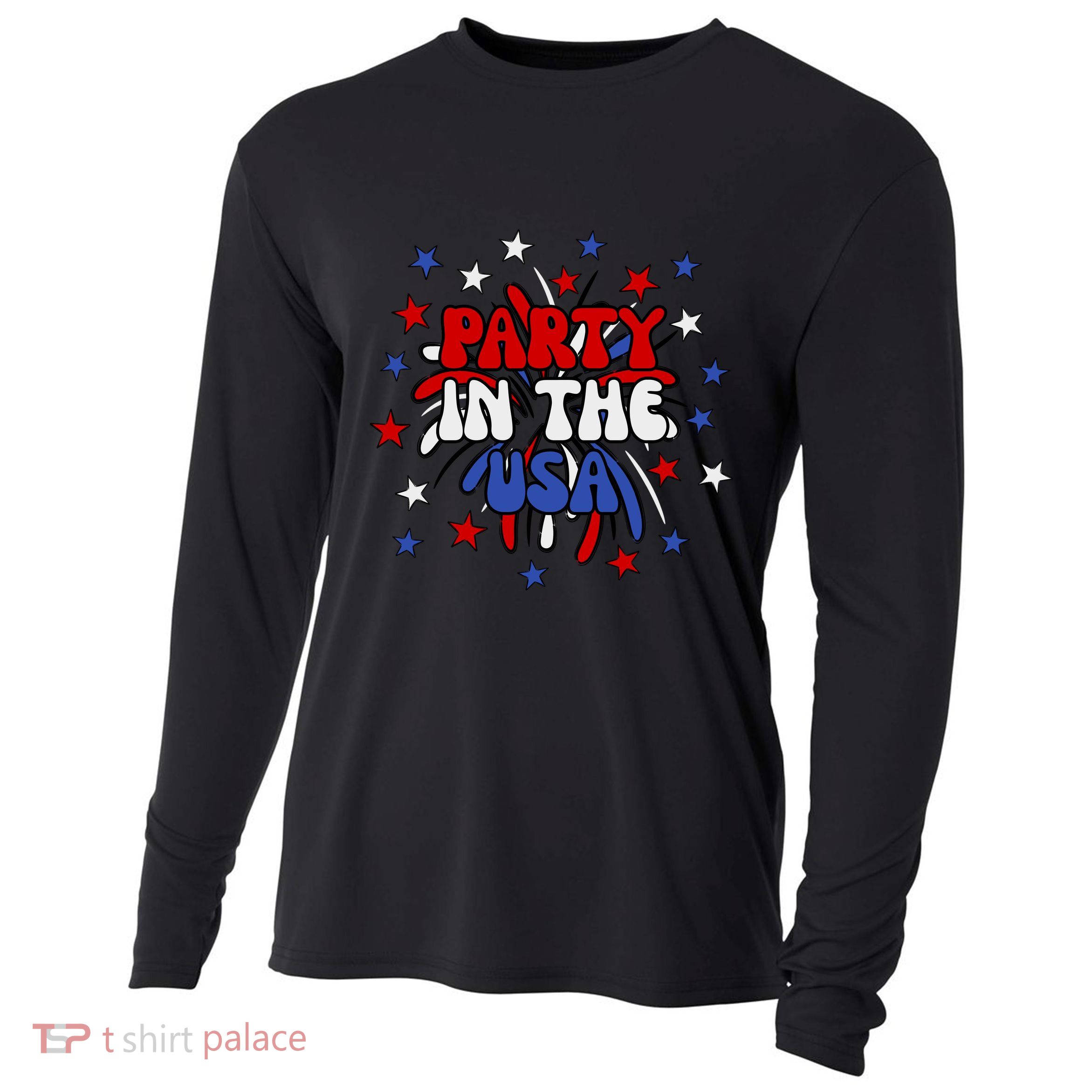 Party In The Usa Festive 4th Of July Celebration Cooling Performance Long Sleeve Crew