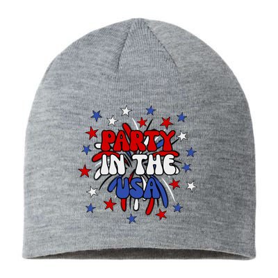 Party In The Usa Festive 4th Of July Celebration Sustainable Beanie