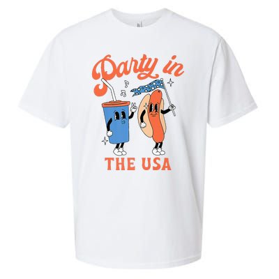 Party In The Usa Hot Dog Love USA Funny 4th Of July Sueded Cloud Jersey T-Shirt