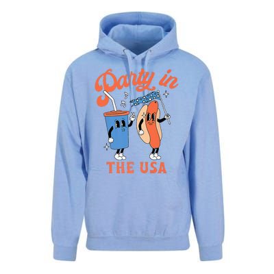 Party In The Usa Hot Dog Love USA Funny 4th Of July Unisex Surf Hoodie