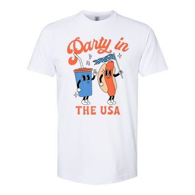 Party In The Usa Hot Dog Love USA Funny 4th Of July Softstyle CVC T-Shirt