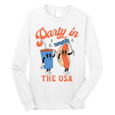 Party In The Usa Hot Dog Love USA Funny 4th Of July Long Sleeve Shirt