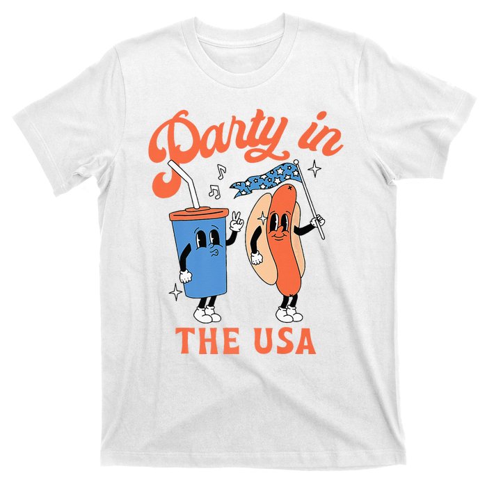 Party In The Usa Hot Dog Love USA Funny 4th Of July T-Shirt