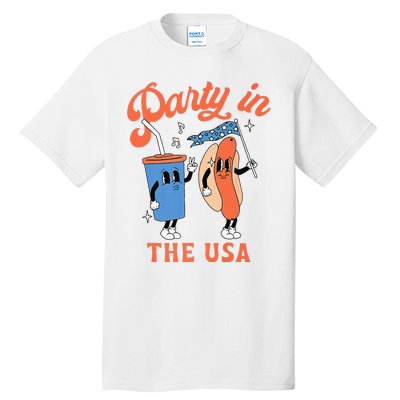 Party In The Usa Hot Dog Love USA Funny 4th Of July Tall T-Shirt