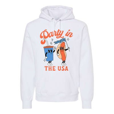 Party In The Usa Hot Dog Love USA Funny 4th Of July Premium Hoodie