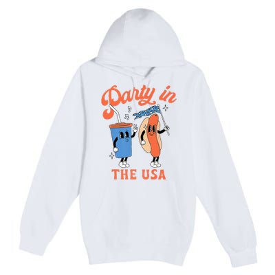 Party In The Usa Hot Dog Love USA Funny 4th Of July Premium Pullover Hoodie