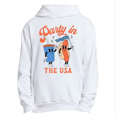 Party In The Usa Hot Dog Love USA Funny 4th Of July Urban Pullover Hoodie