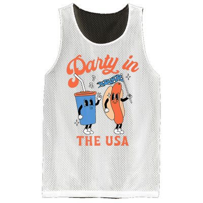 Party In The Usa Hot Dog Love USA Funny 4th Of July Mesh Reversible Basketball Jersey Tank