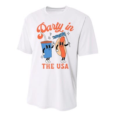 Party In The Usa Hot Dog Love USA Funny 4th Of July Performance Sprint T-Shirt