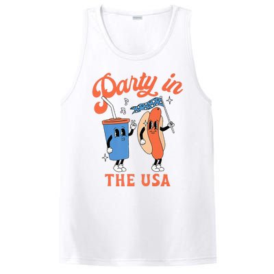 Party In The Usa Hot Dog Love USA Funny 4th Of July PosiCharge Competitor Tank