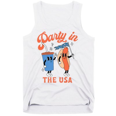 Party In The Usa Hot Dog Love USA Funny 4th Of July Tank Top