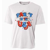 Party In The USA American Flag 4th Of July Cooling Performance Crew T-Shirt