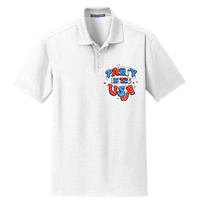 Party In The USA American Flag 4th Of July Dry Zone Grid Polo