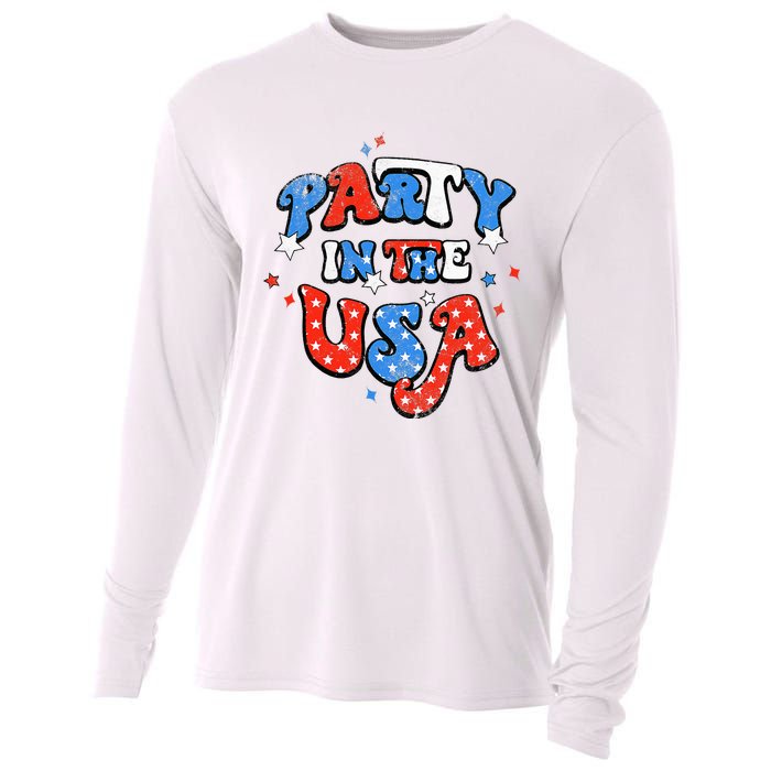 Party In The USA American Flag 4th Of July Cooling Performance Long Sleeve Crew